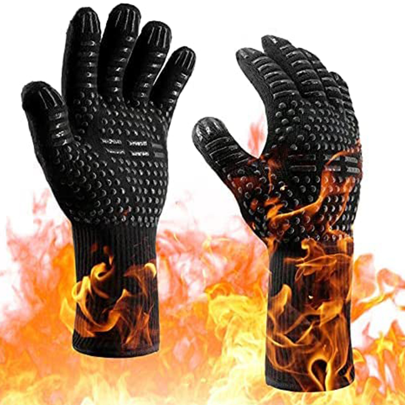 Oven Mitt Silicone - ถุงมือเตาอบ 1 คู่, ถุงมือกันความร้อน, ถุงมือซิลิโคนกันลื่นทนความร้อนสำหรับทำบาร์บีคิวและการอบ