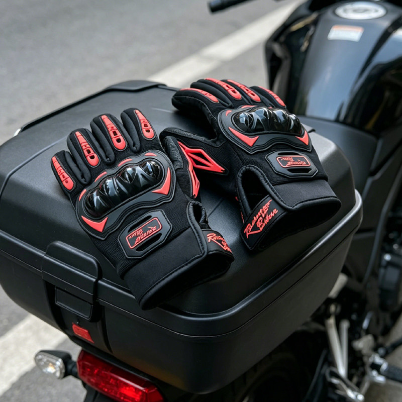 Motorcycle Glove Knuckle - ถุงมือมอเตอร์ไซค์สำหรับผู้ชาย ฤดูร้อน ระบายอากาศได้ดี ตาข่าย หน้าจอสัมผัส ป้องกันนิ้วมือเต็มรูปแบบ