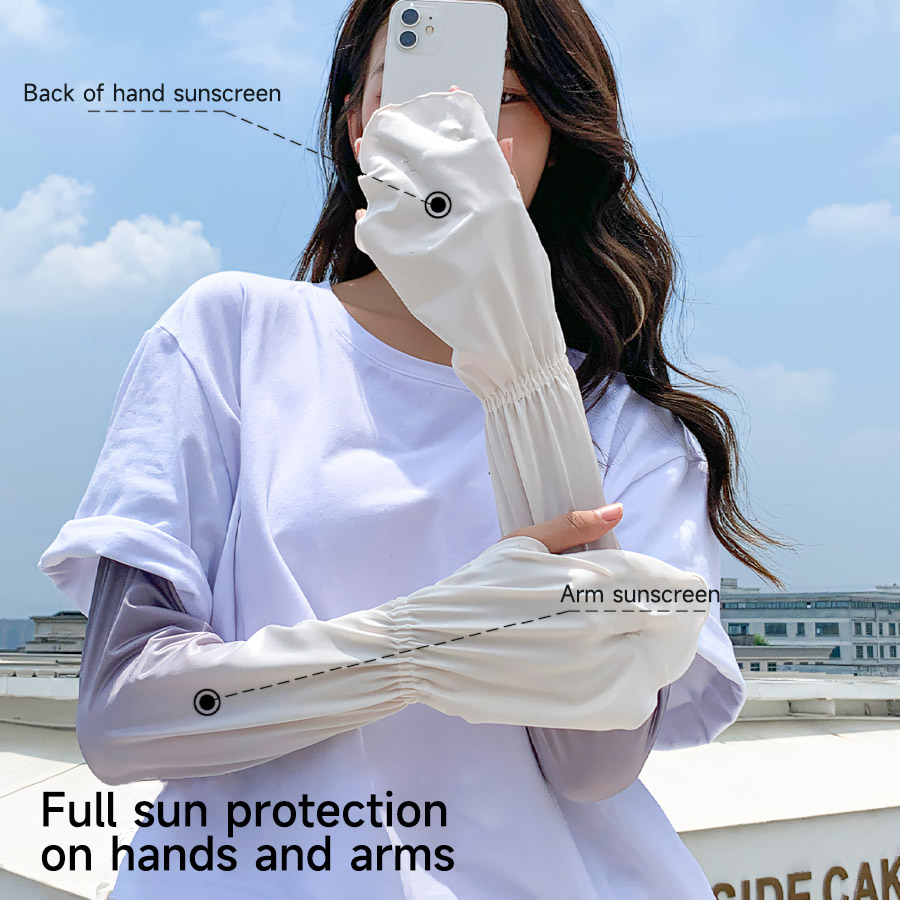 Fingerless Glove Knit - ขับรถ Fingerless Sun แขนแขนปรับได้พร้อมถุงมือ UV Protection