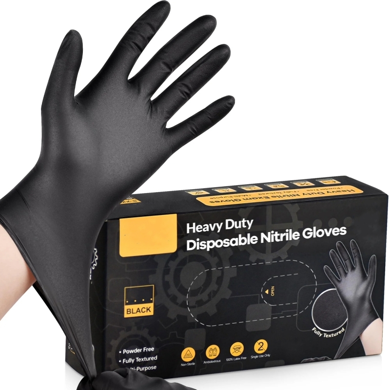 Latex Disposable Glove - 20PCS สีดําถุงมือไนไตรล์แบบใช้แล้วทิ้ง 4Mil Latex & แป้งฟรี