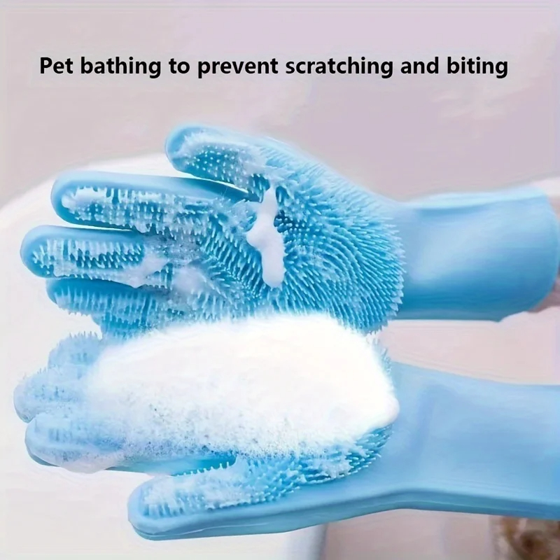 Rubber Glove Cleaning - ถุงมือซิลิโคนอเนกประสงค์สำหรับสัตว์เลี้ยง แปรงกำจัดขน แปรงอาบน้ำสุนัขและแมว อุปกรณ์ทำความสะอาด