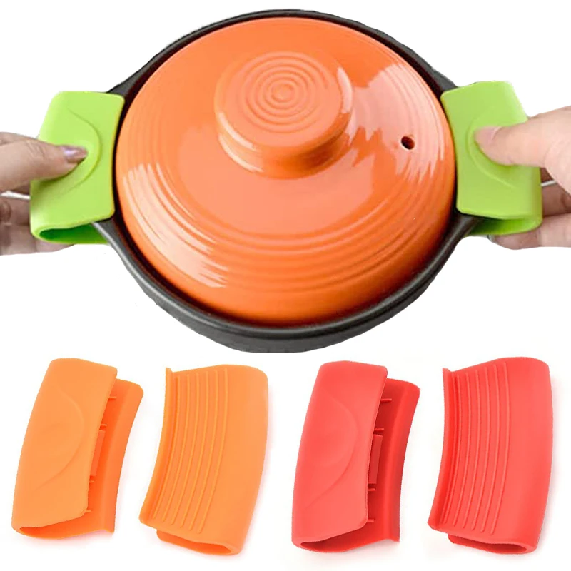 Oven Mitt Silicone - ถุงมือซิลิโคน2ชิ้นกันความร้อนไม่ติดที่หนีบหม้อคลิปหนีบจานร้อนสำหรับทำอาหารเป็นฉนวนกันความร้อนเครื่องมืออบกันลื่น
