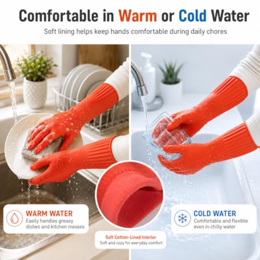 ถุงมือยางล้างจาน 2 คู่ - ถุงมื - Dish Glove Rubber บทวิจารณ์และราคา