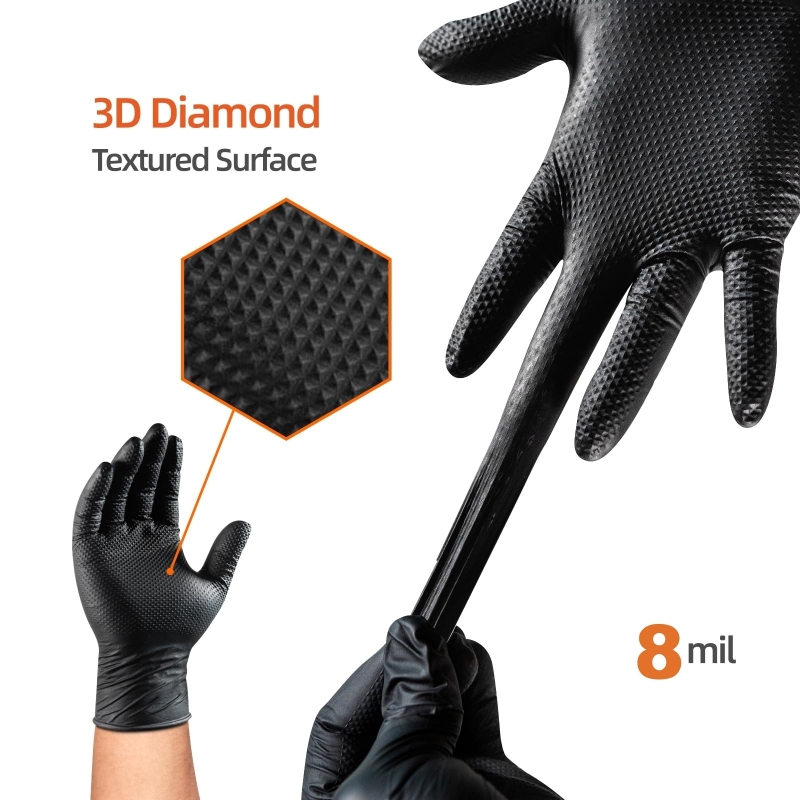ถุงมือไนไตรล์สีดำแบบหนา 8 มิล  - Nitrile Mechanic Glove บทวิจารณ์และราคา
