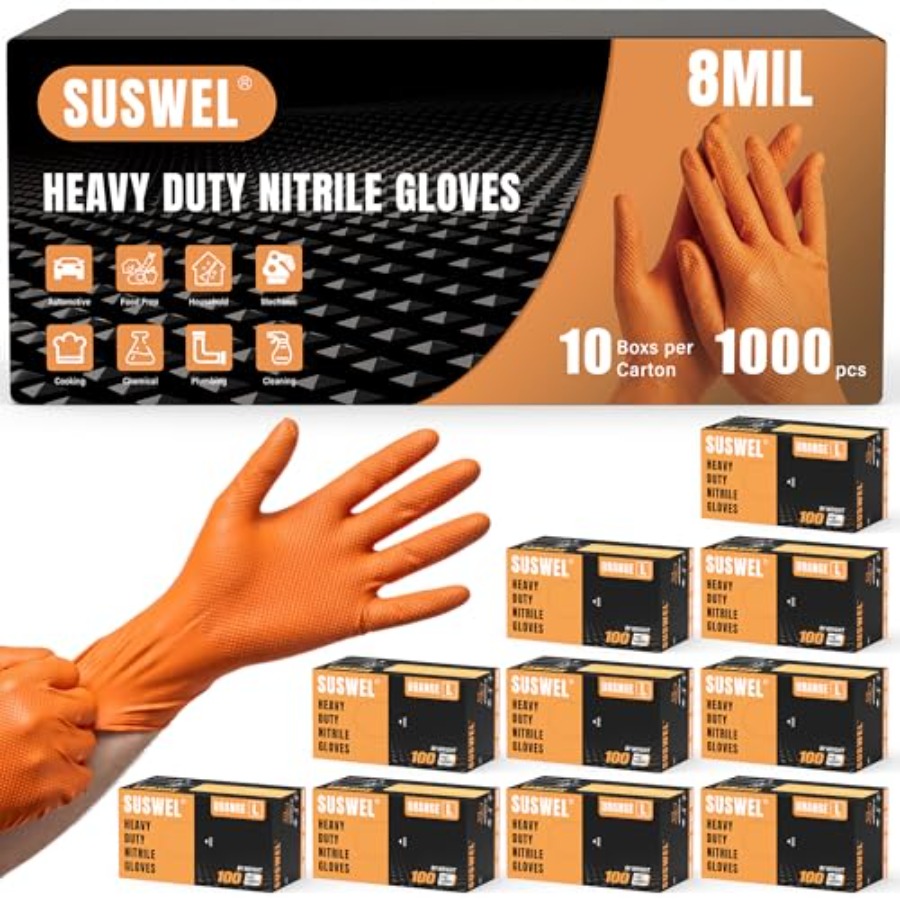 ถุงมือไนไตรล์สีส้มแบบหนา 8 มิล - Nitrile Mechanic Glove บทวิจารณ์และราคา
