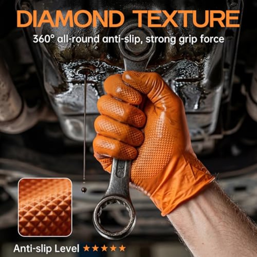 ถุงมือไนไตรล์สีส้มแบบหนา 8 มิล - Nitrile Mechanic Glove บทวิจารณ์และราคา