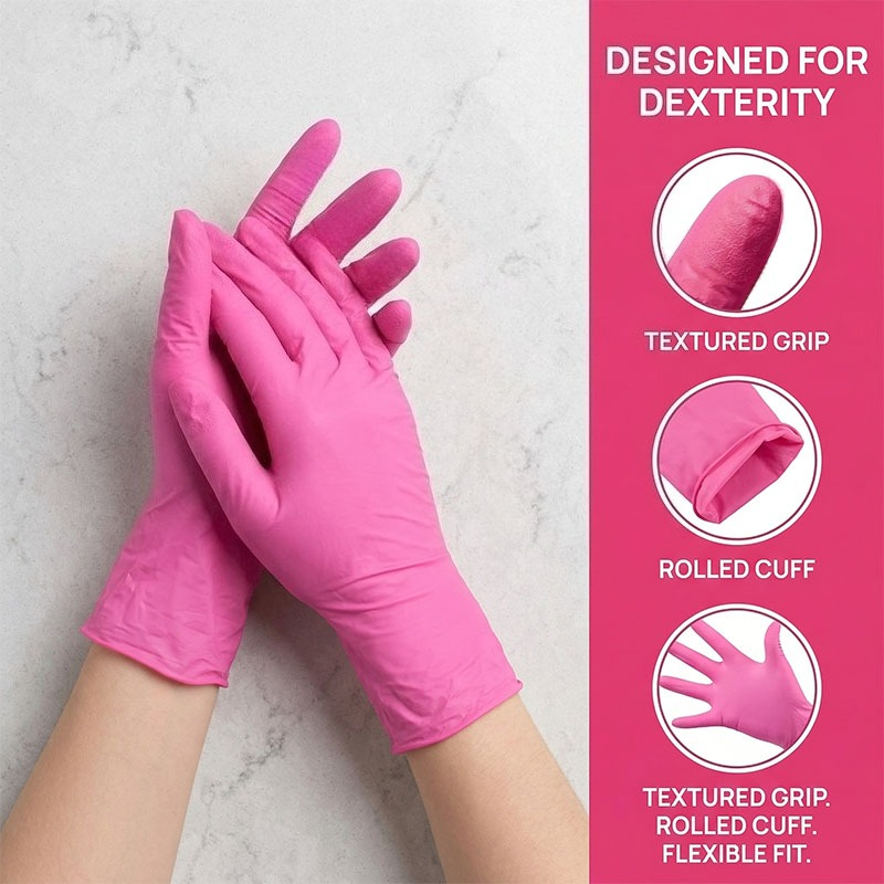 10-100PCS ถุงมือไนไตรล์สีชมพูแ - Nitrile Mechanic Glove บทวิจารณ์และราคา