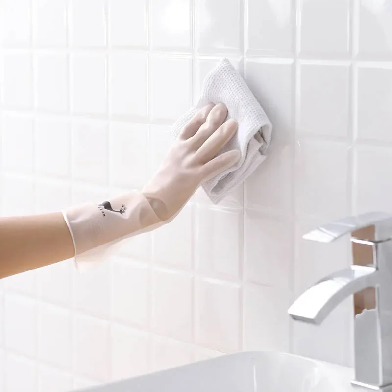 กันน้ํายางจานถุงมือล้างจานห้อง - Dish Glove Rubber บทวิจารณ์และราคา