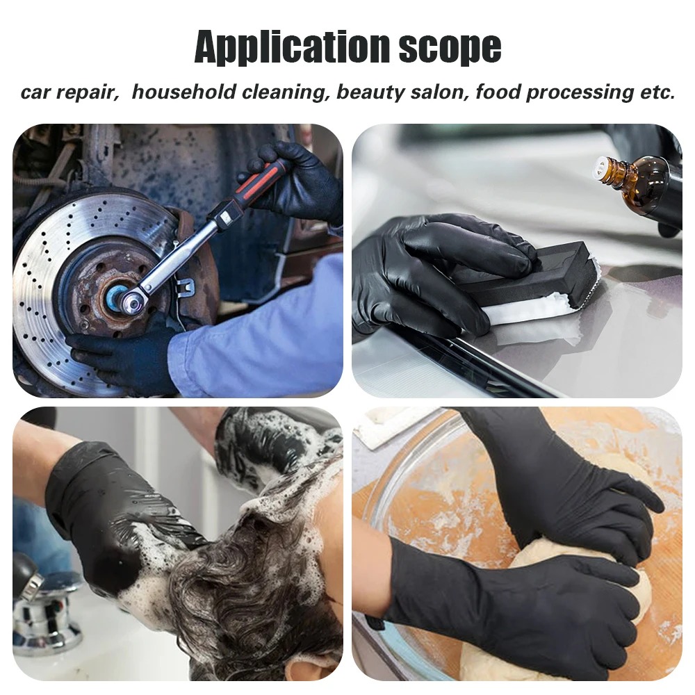 ถุงมือไนไตรล์แบบใช้แล้วทิ้งสีด - Nitrile Mechanic Glove บทวิจารณ์และราคา