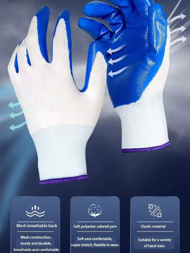3 คู่ลื่นทนต่อการสึกหรอถุงมือไ - Nitrile Mechanic Glove บทวิจารณ์และราคา
