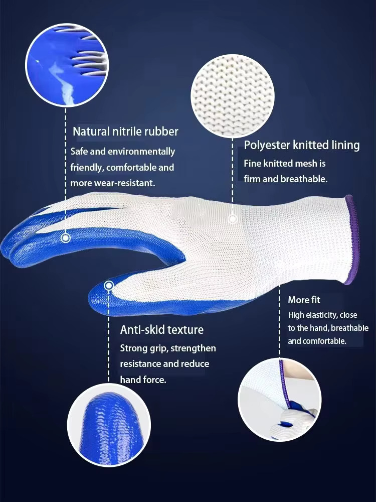 3 คู่ลื่นทนต่อการสึกหรอถุงมือไ - Nitrile Mechanic Glove บทวิจารณ์และราคา