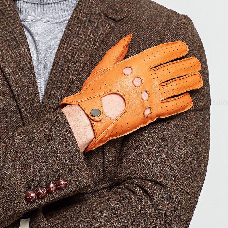 อุปกรณ์เสริมแฟชั่นชายฤดูใบไม้ผ - Leather Driving Glove บทวิจารณ์และราคา