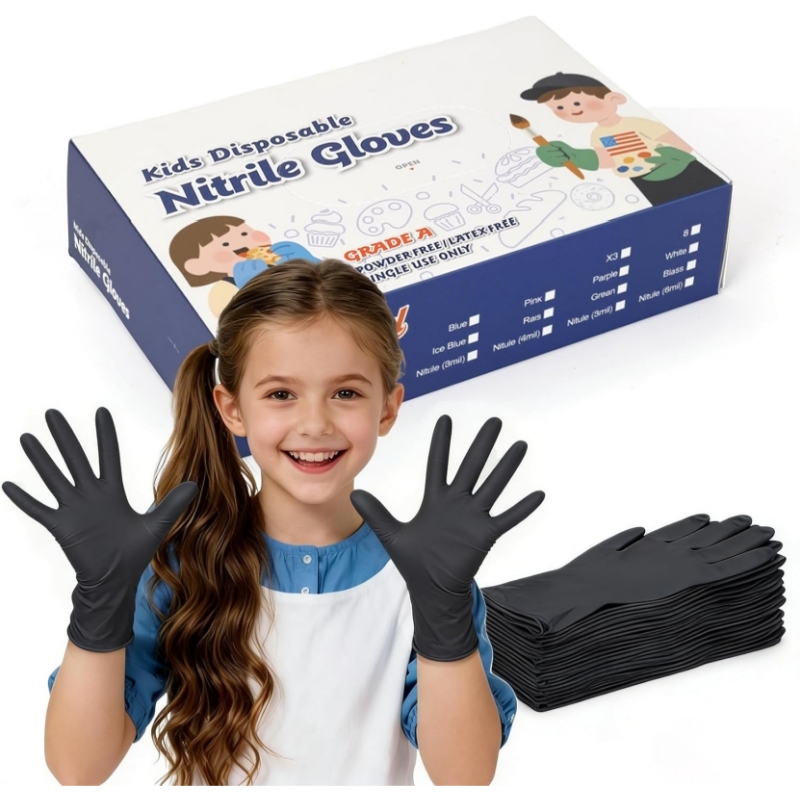 ถุงมือไนไตรล์สีดำสำหรับเด็ก 4- - Nitrile Mechanic Glove บทวิจารณ์และราคา