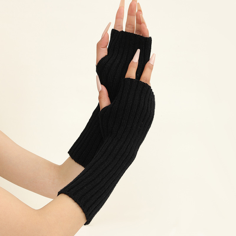 สาวสีสันอบอุ่นถักแขนแขนนุ่มยืด - Fingerless Glove Knit บทวิจารณ์และราคา