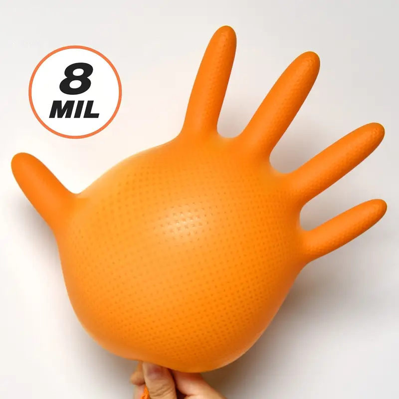 ถุงมือไนไตรล์สีส้มแบบหนา 8 มิล - Nitrile Mechanic Glove บทวิจารณ์และราคา