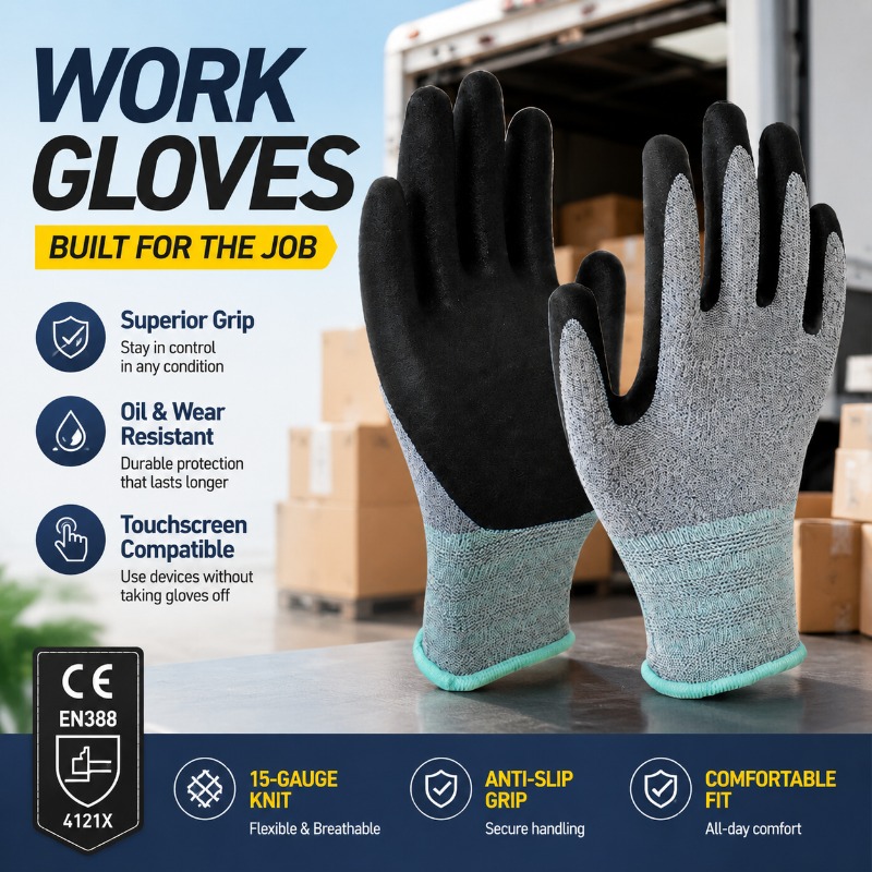ถุงมือทำงานเคลือบไนไตรล์โพลีเอ - Nitrile Mechanic Glove บทวิจารณ์และราคา