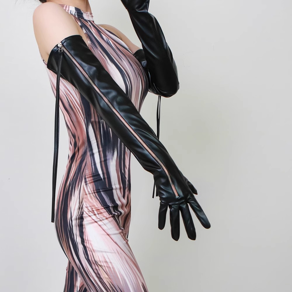 ถุงมือหนัง PU ยาวสีดำสำหรับผู้ - Leather Driving Glove บทวิจารณ์และราคา